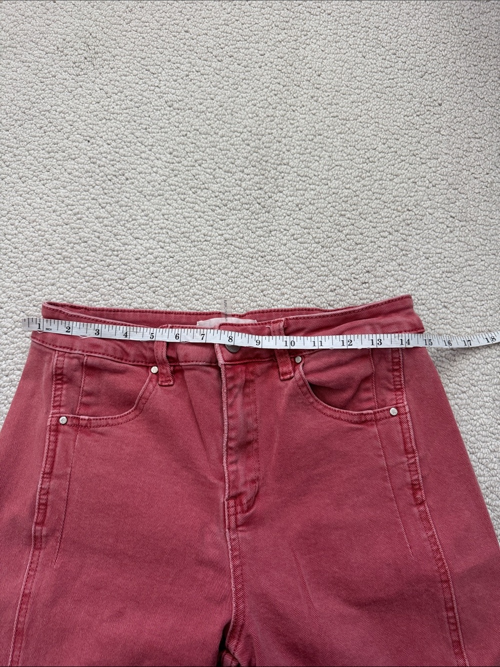 Risen Cropped Jeans High-Rise Rust Peach Denim - Picture 5 of 9